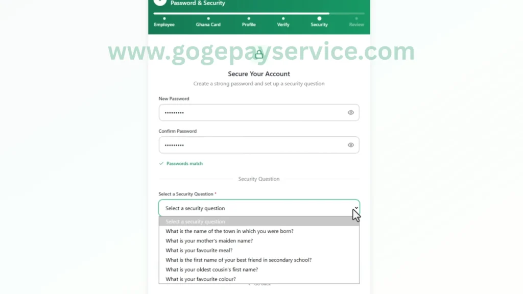 Choose a security question