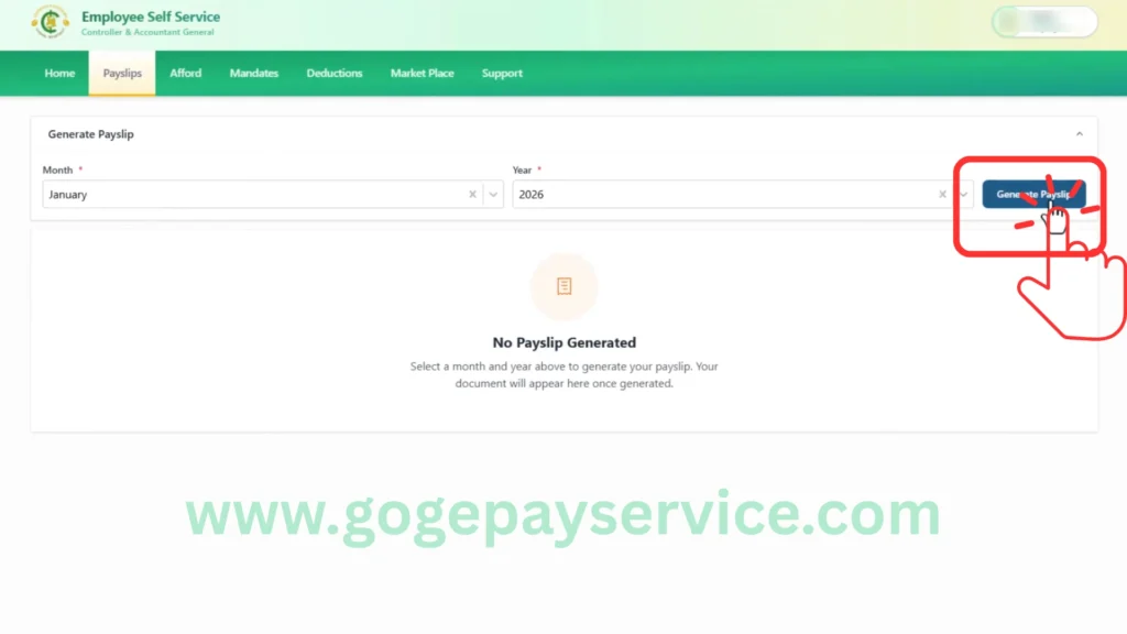 Click generate payslip button