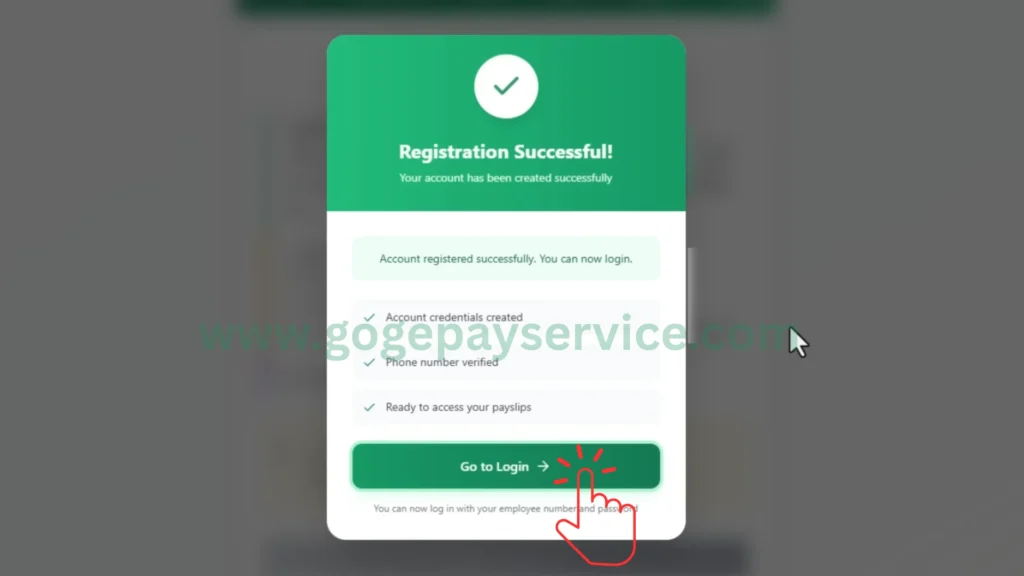 Click on the Go to Login button
