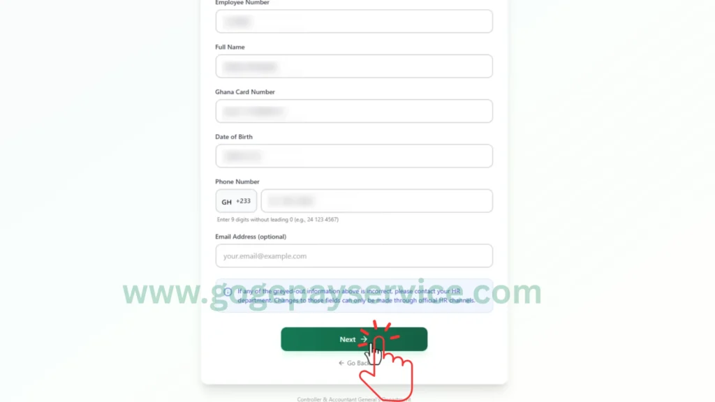 Check your personal information is correct