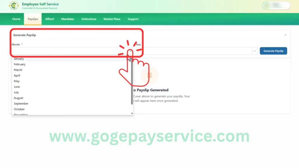Select Your Salary Month on the portal