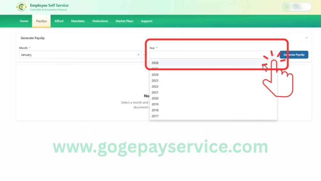 Select your salary year