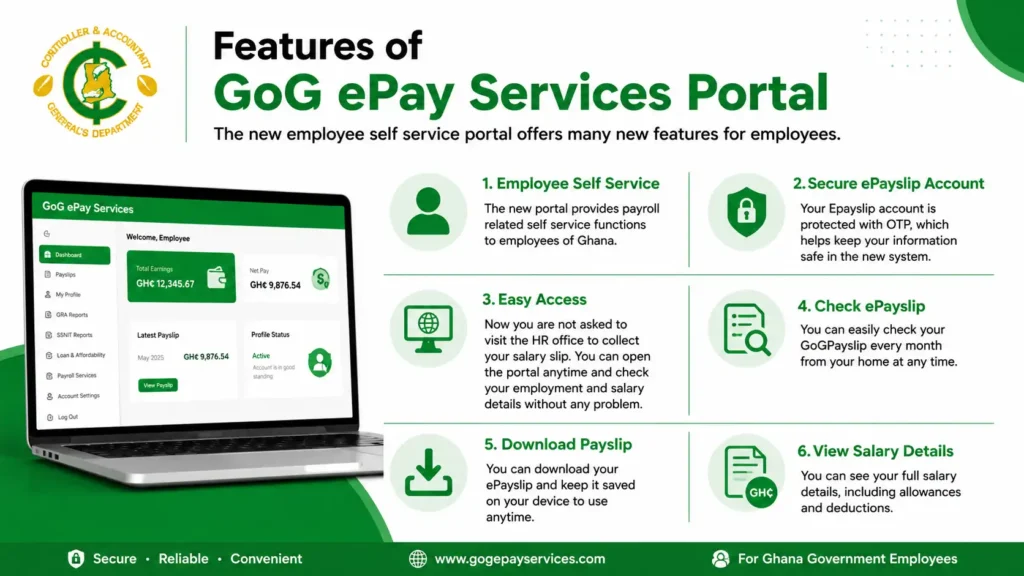 Features of gog epay services portal