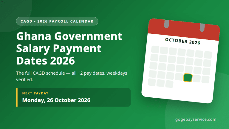 Ghana Government Salary Payment Dates 2026: full CAGD payroll calendar for government workers